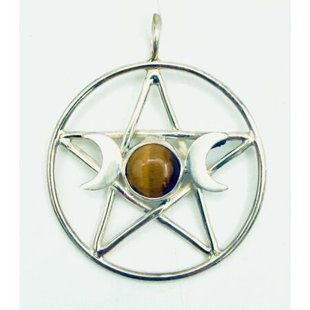 Large Magi Crafts Triple Goddess Pentacle with Tiger Eye