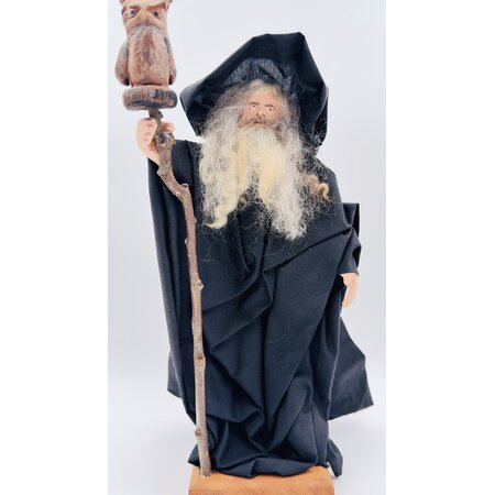 Handmade Merlin and Owl Statue