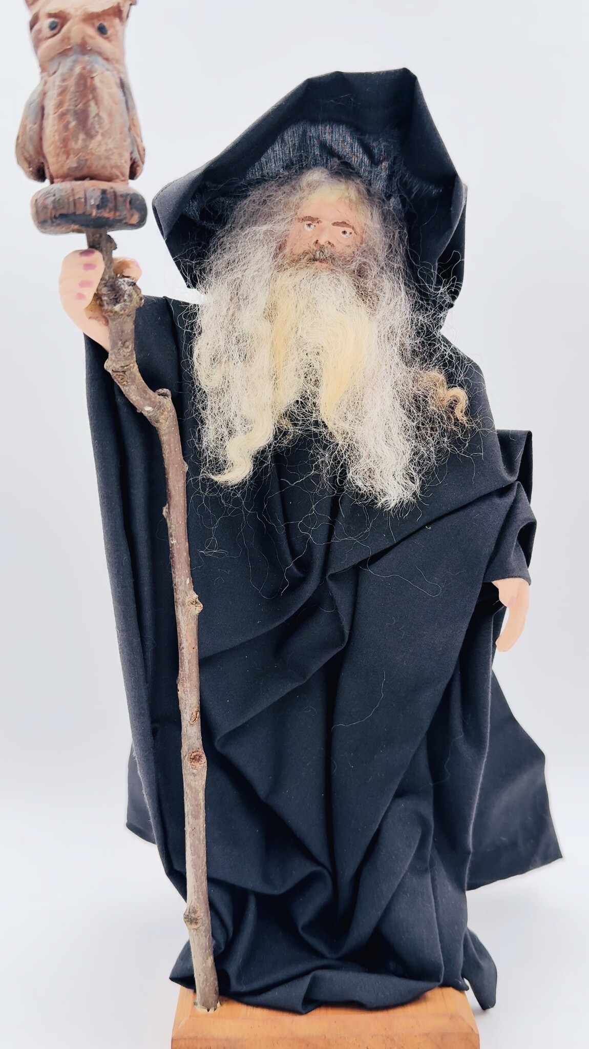 Handmade Merlin and Owl Statue