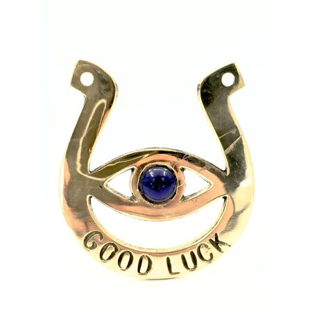 Brass Horseshoe with Evil Eye for Protection