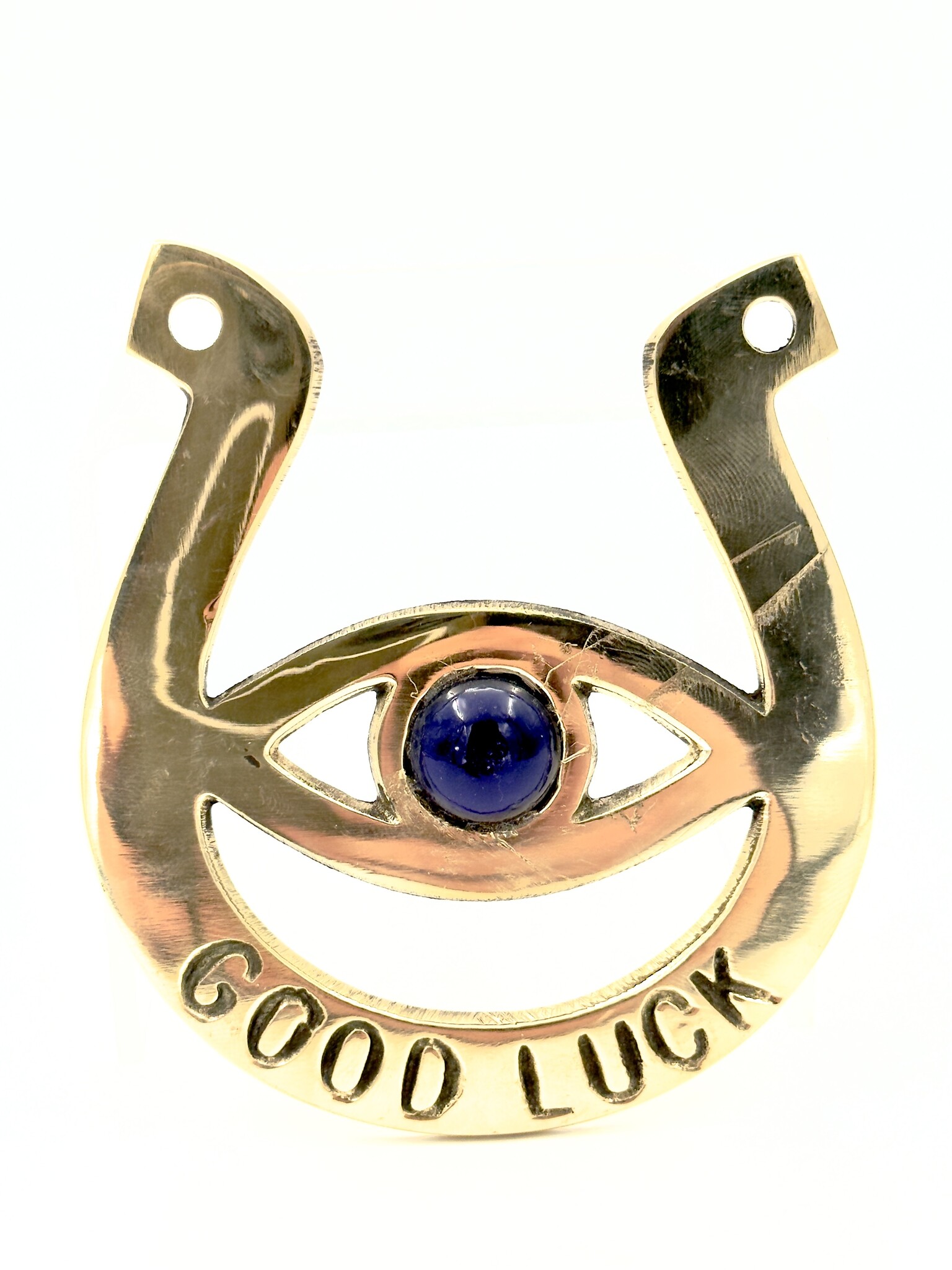 Brass Horseshoe with Evil Eye for Protection