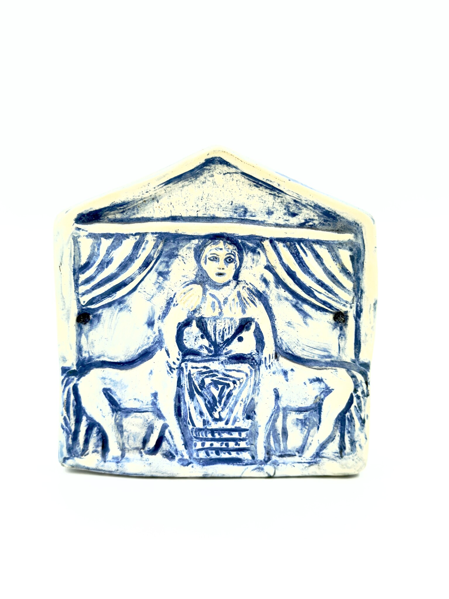 Stoneware Epona Plaque in Blue Finish