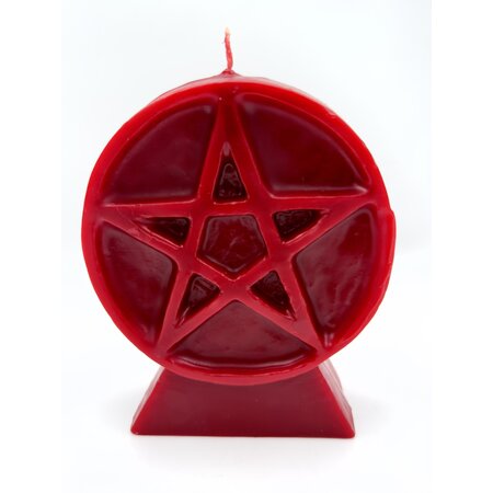 Red Bees Wax Pentacle Candle