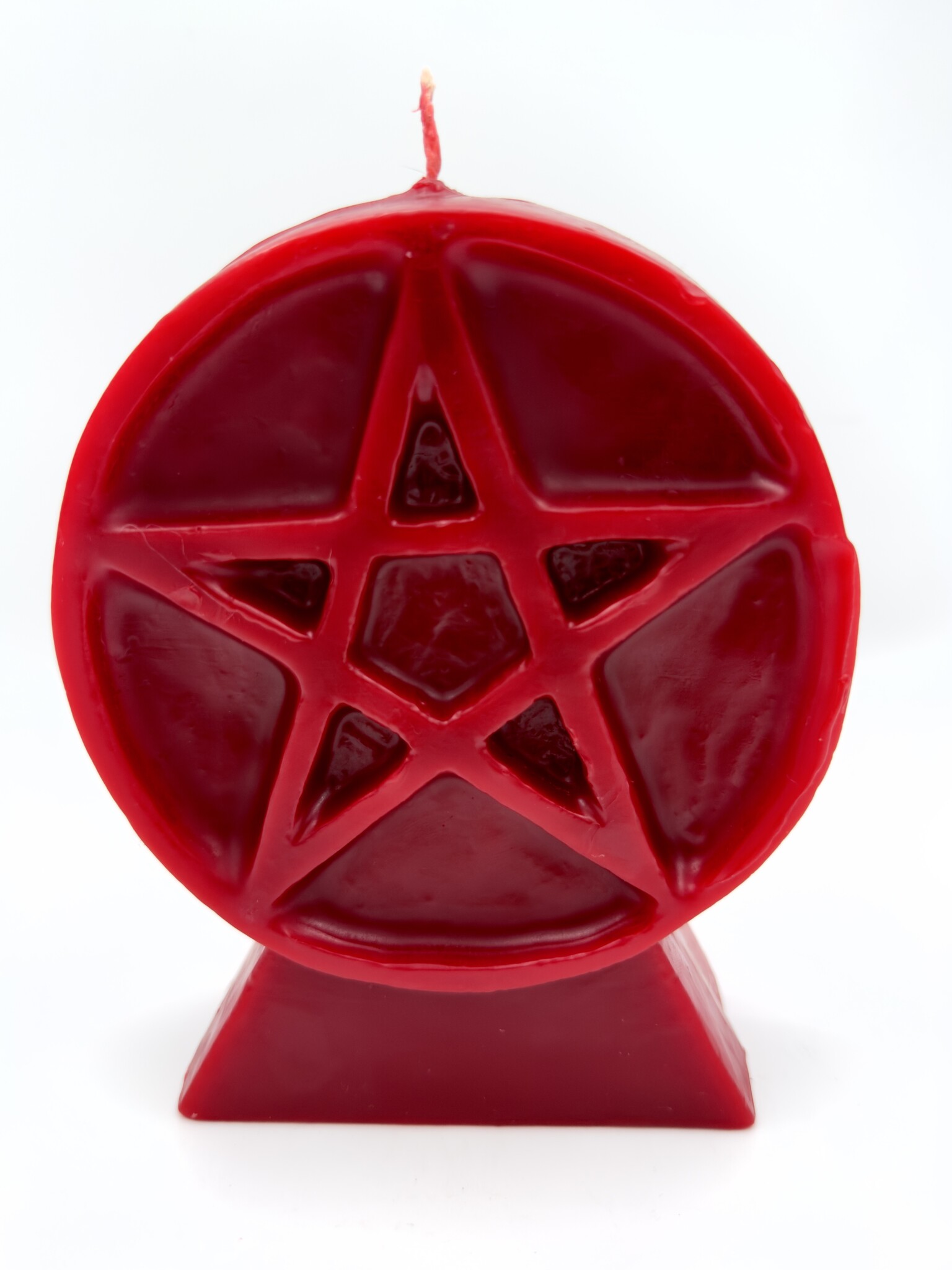 Red Bees Wax Pentacle Candle
