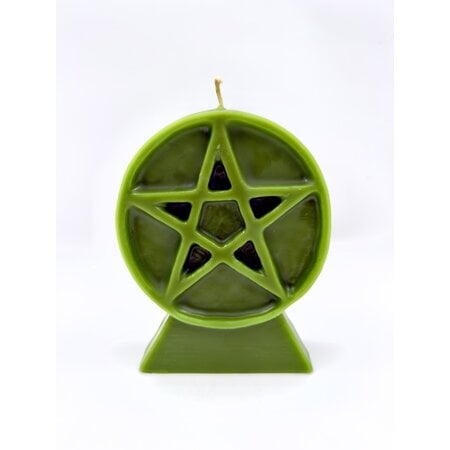 Green Bees Wax Pentacle Candle