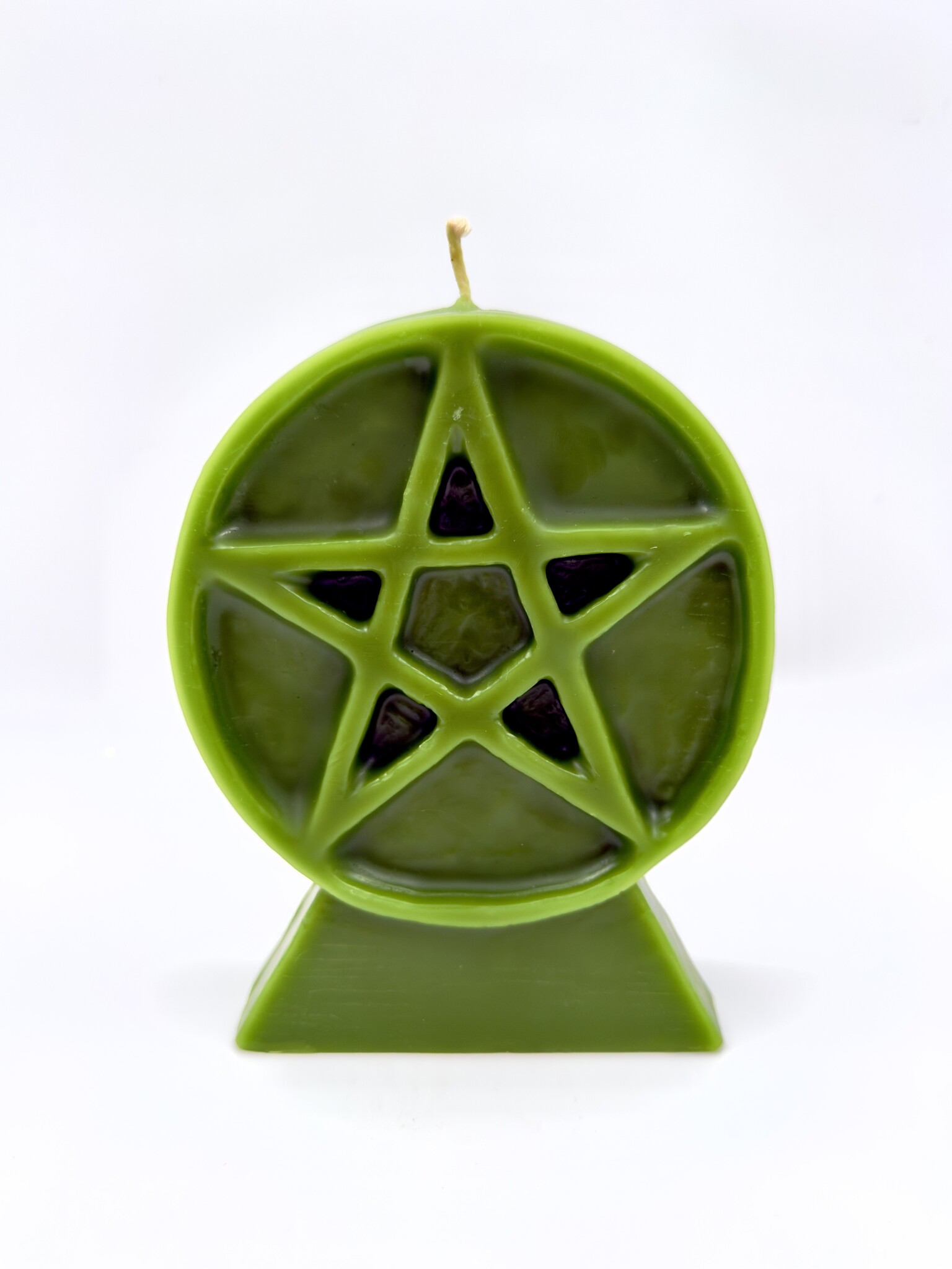 Green Bees Wax Pentacle Candle