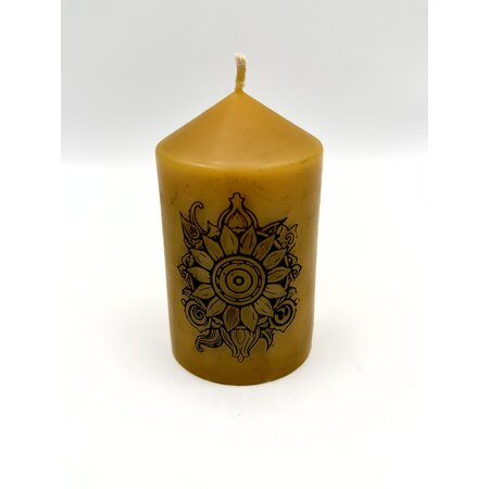 Natural Bees Wax Etched Mandala Candle