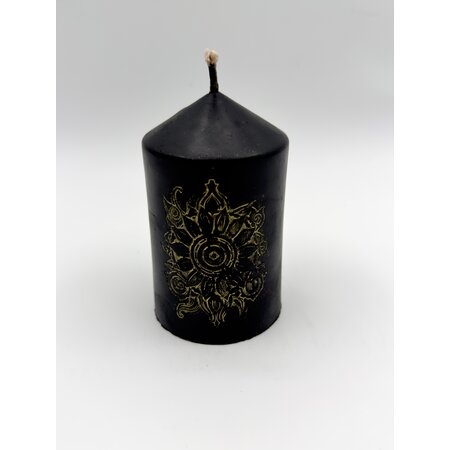 Black Bees Wax Etched Mandala Candle