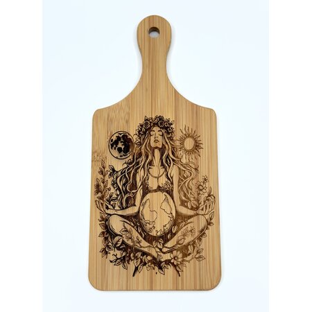Wooden Cutting Board with Gaia by Tim Reagan