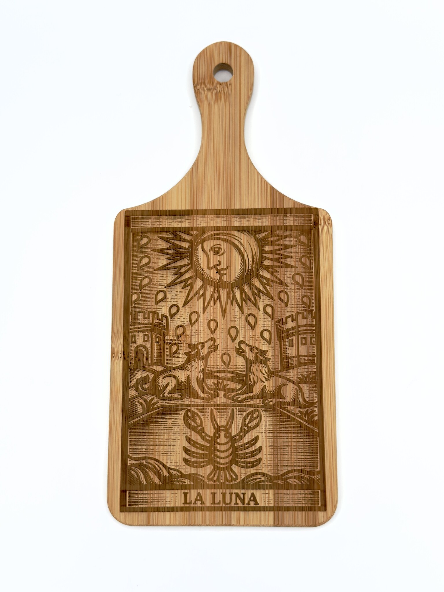Wooden Cutting Board with Moon Card by Tim Reagan