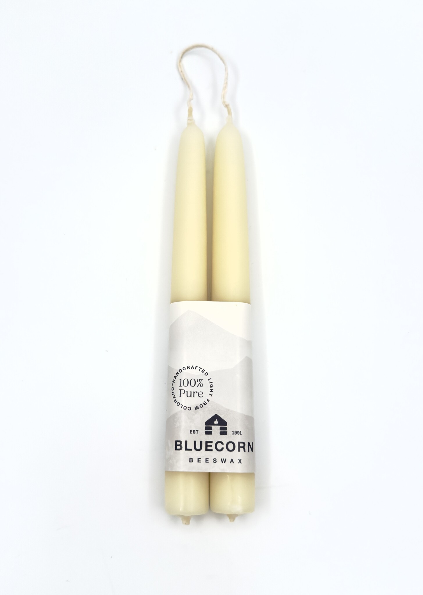 Lunar Taper Candles Pair - Beeswax 8 Inches