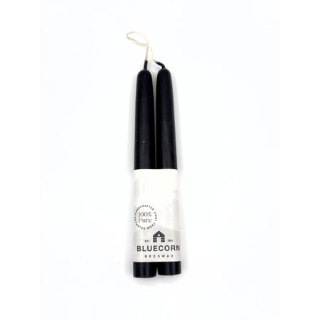 Saturn Black Taper Candles Pair - Beeswax 8 Inches