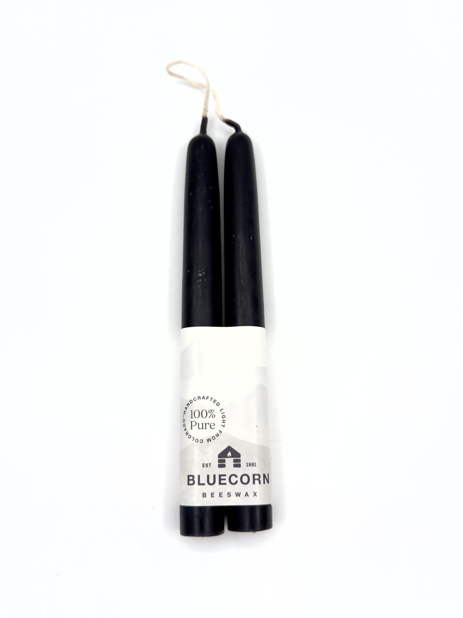 Saturn Black Taper Candles Pair - Beeswax 8 Inches