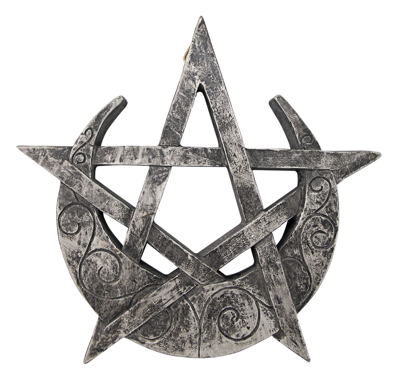 Crescent Moon Pentacle Plaque in Stone Finish