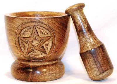 Wooden 3.5 Inch Pentacle Mortar and Pestle