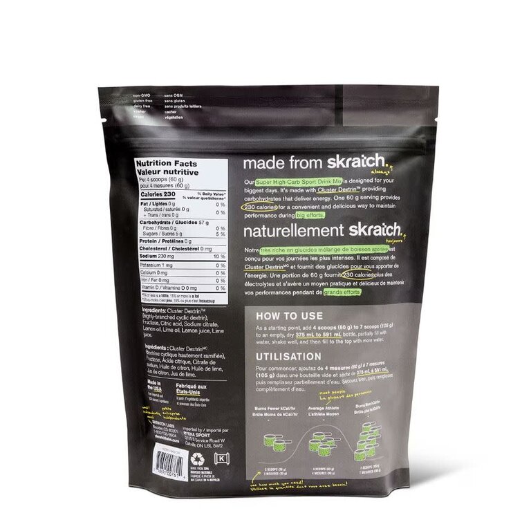 Skratch Labs Poudre électrolyte Super High Carb Skratch Labs 840g