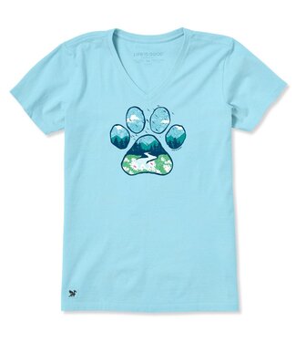 LIFE IS GOOD Crusher LITE Wmn Paw Print Mountain Stream