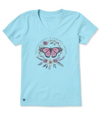 LIFE IS GOOD Crusher Vee Wmn Positive Powerful Energy Butterfly