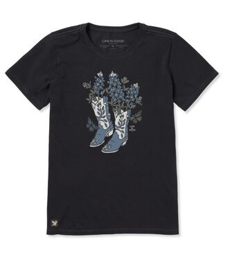 LIFE IS GOOD Crusher Tee Wmn Flower Boots with Flowers