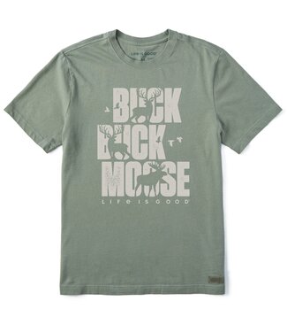 LIFE IS GOOD Crusher LITE Tee Men Buck Buck Moose Stack