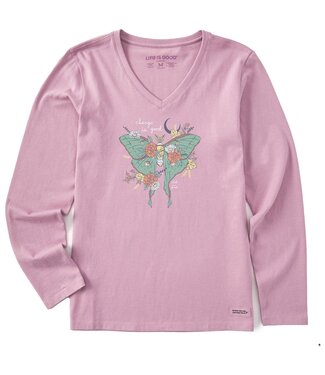 LIFE IS GOOD Crusher Vee LS Wmn Fall Luna Moth