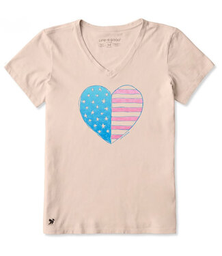 LIFE IS GOOD Crusher-LITE Vee Radiant Americana Heart Wmn