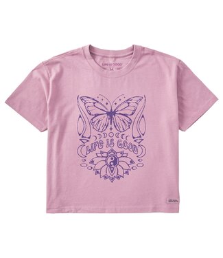 LIFE IS GOOD Crusher Boxy Tee SS Wmn Butterfly Yin Yang
