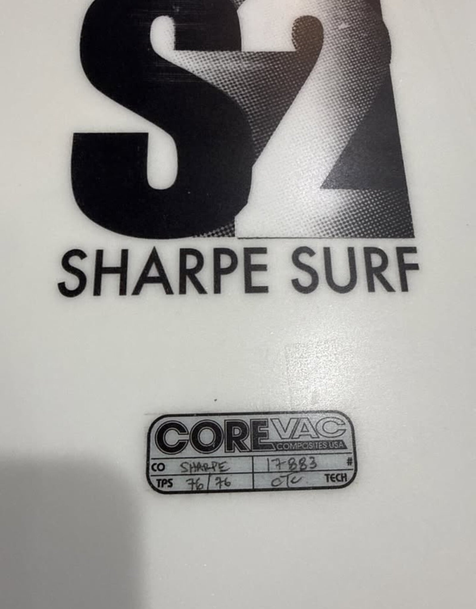 USED CoreVac Stu Sharpe Surf SUP Paddleboard 7’6” X 31.5” X 3.3” (98L Estimated)