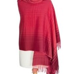 Suri Alpaca Shawl Deep Red Check