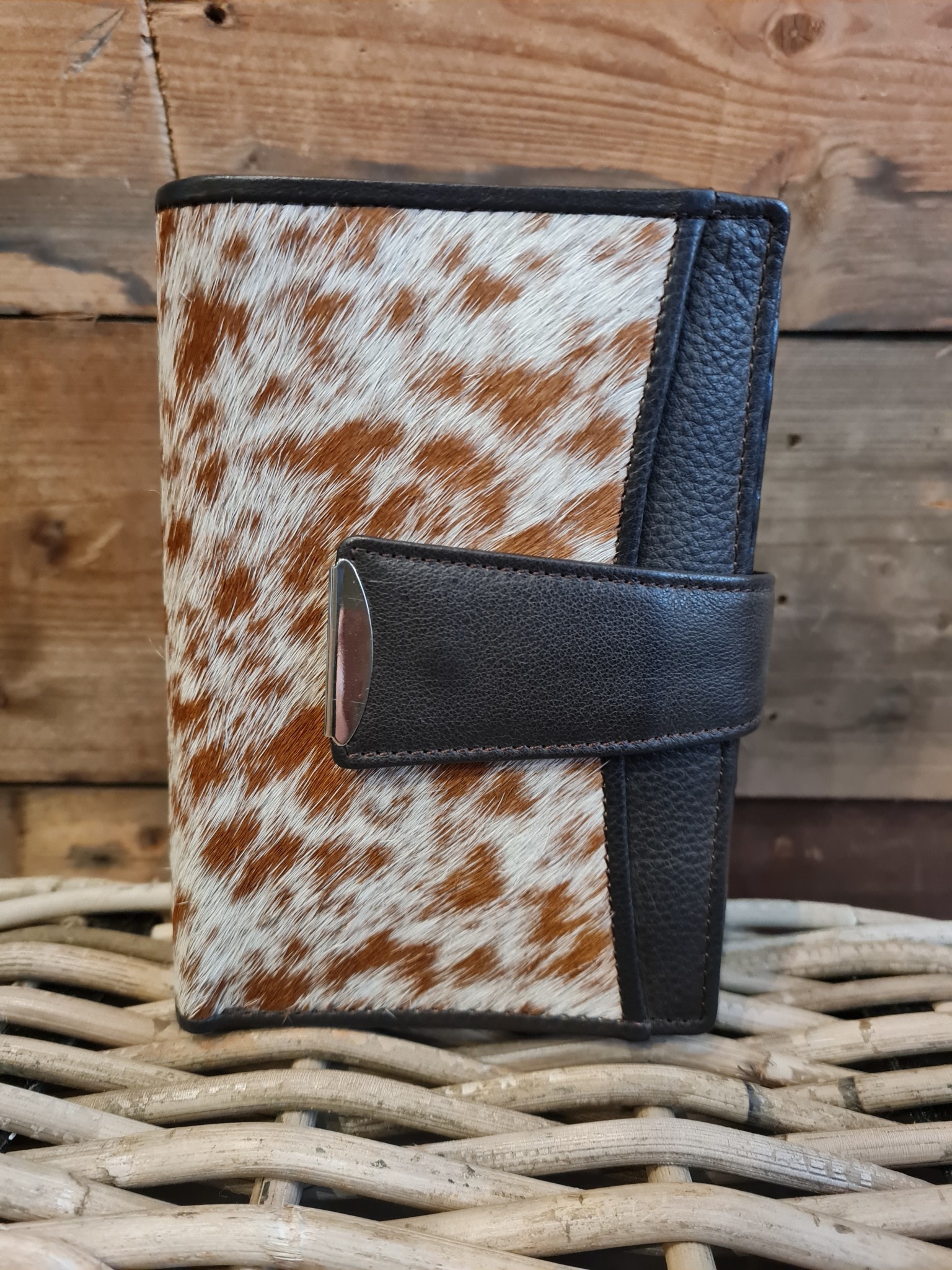 CF Cow Hide Hairon Wallet White brown Leather