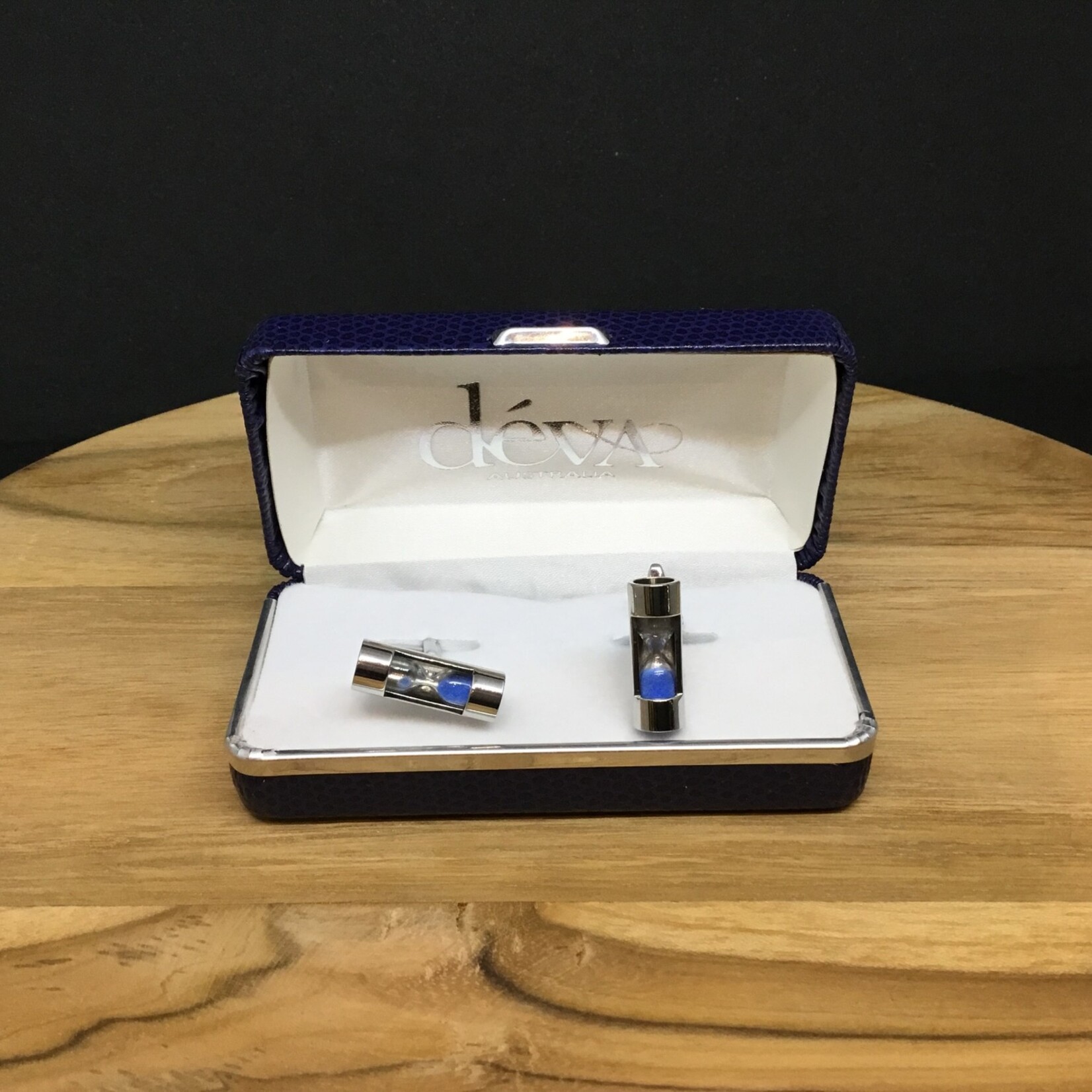Cufflinks Blue Sand Timer