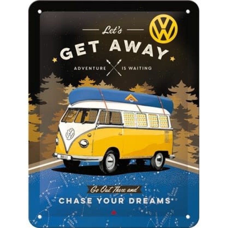 Vw Bulli- Lets Get Away -small Sign
