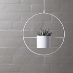 HALO White- Hanging Metal Ring Planter 95mm