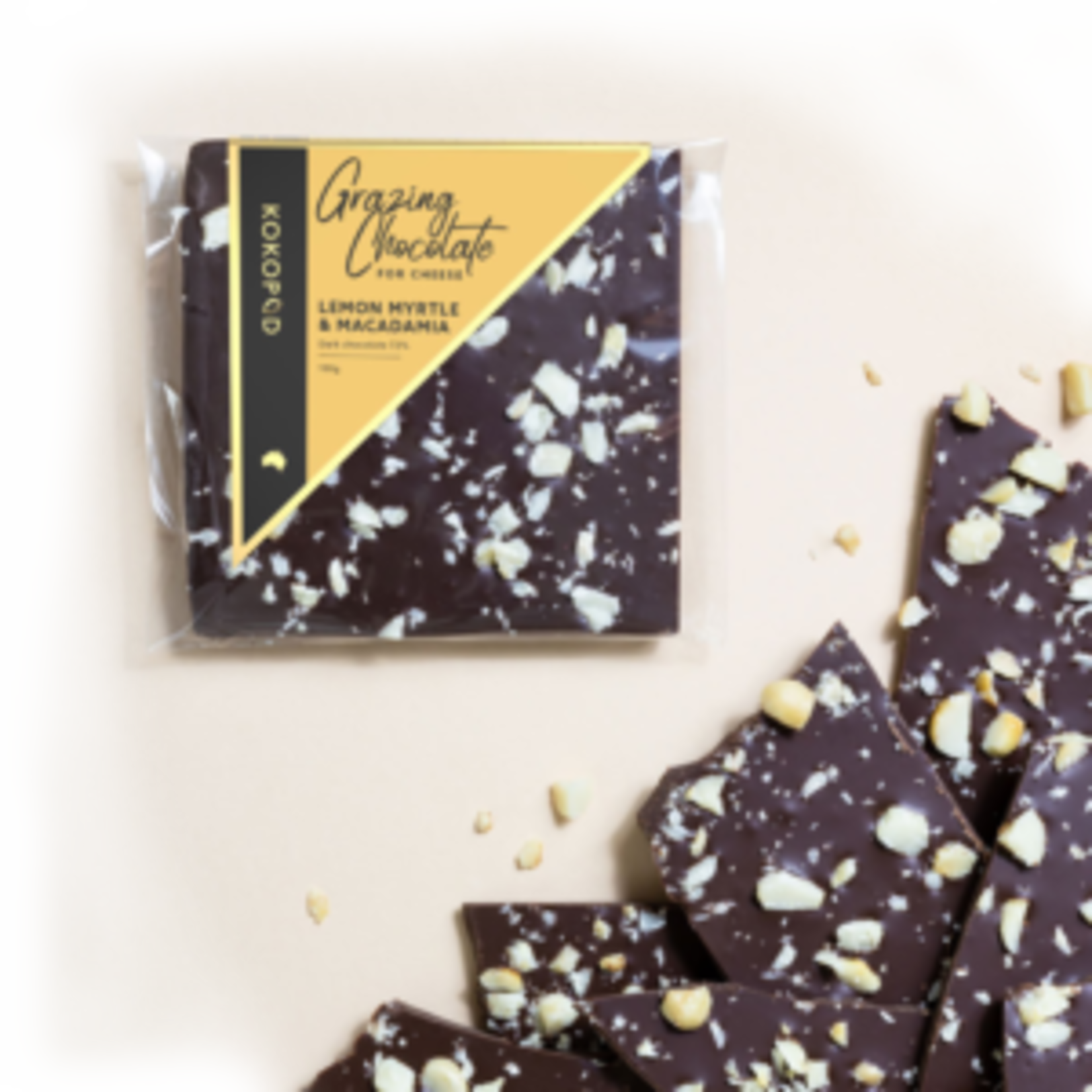 100g Lemon Myrtle Macadamia Grazing Chcolate Kokopod Chocolate