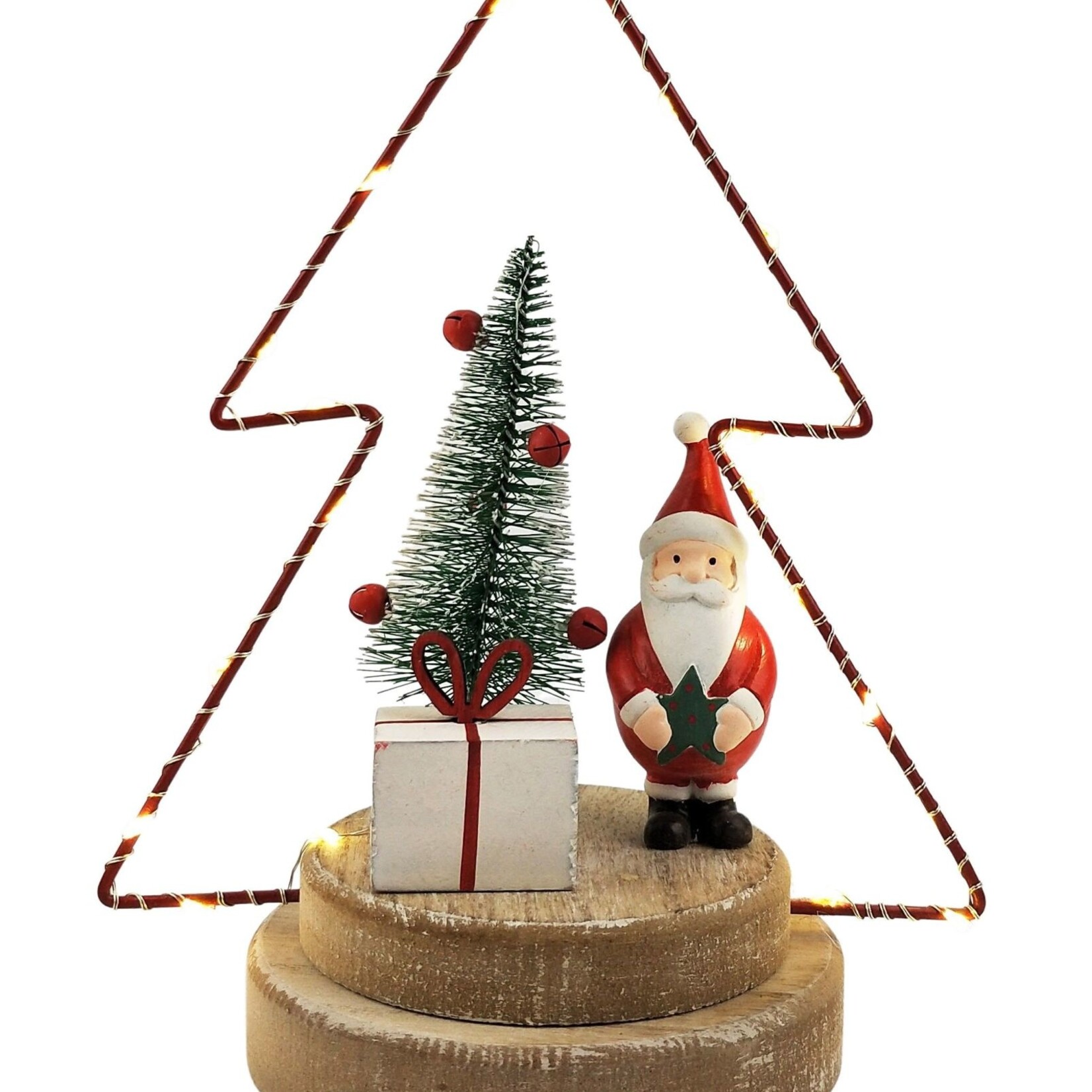 Santa in a Tree with Lights Decoration Red & Green 22cm