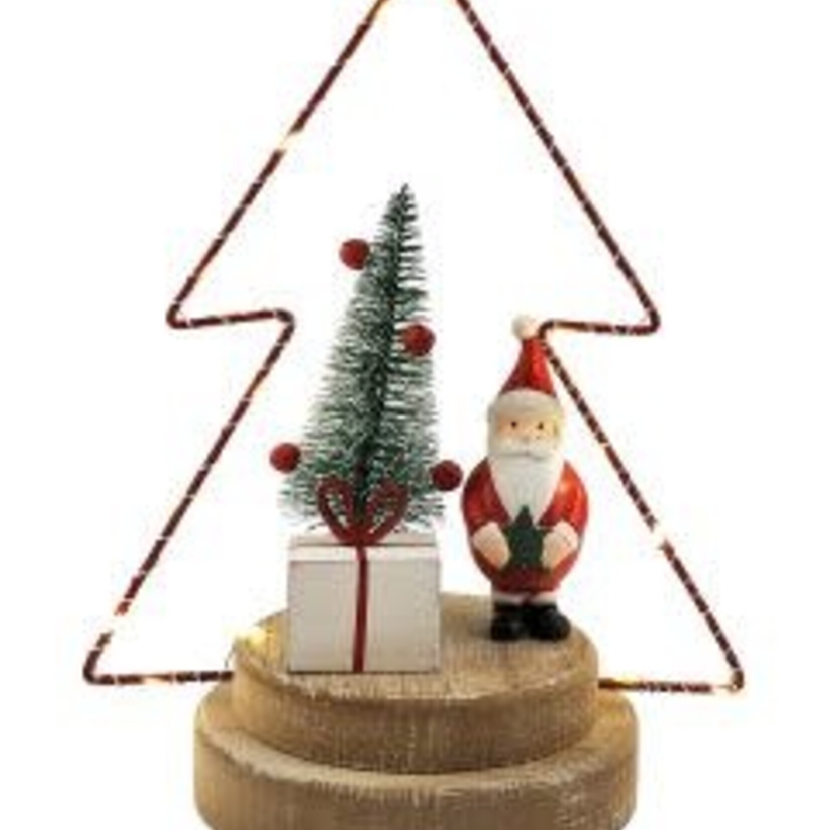 Santa in a Tree with Lights Decoration Red & Green 22cm