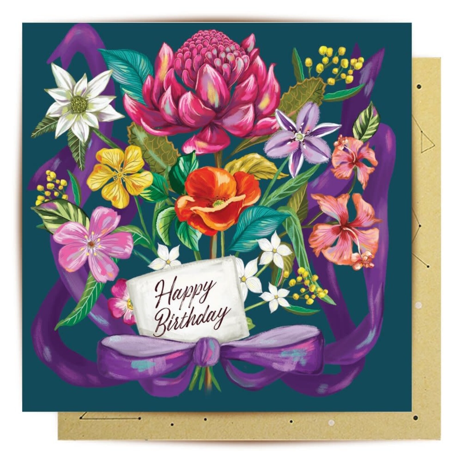 Mini Card Happy Birthday Bouqet 8x8cm
