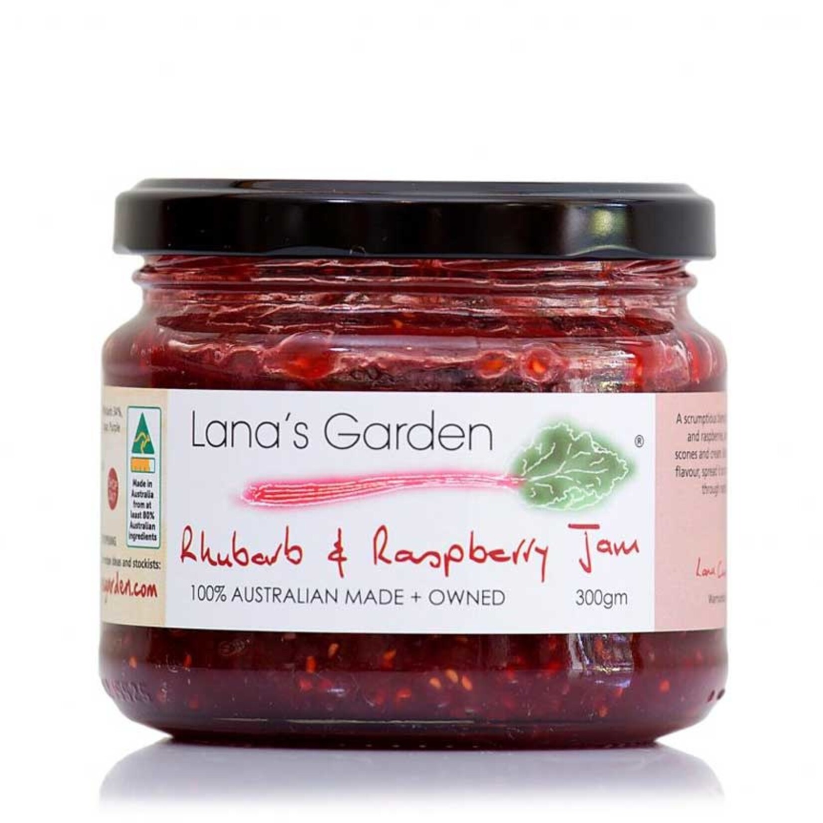 Rhubarb & Rberry Jam 300g Lanas Garden