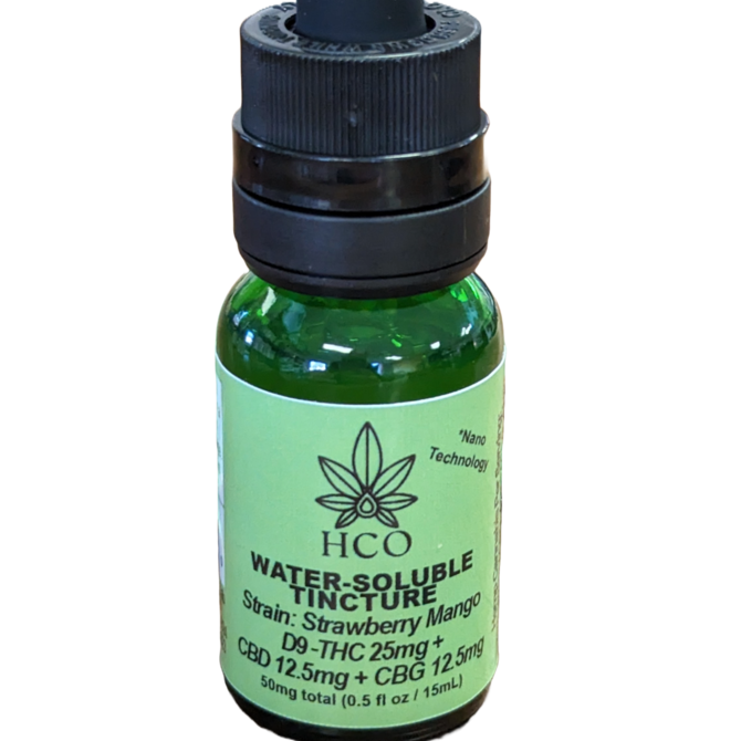 12 Bottles: 50mg Nano THC Tincture(Water-Soluble)- Hybrid Strain Strawberry Mango