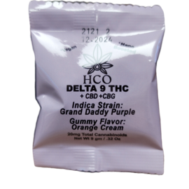 12 Packets: Boosted THC Gummies- Indica Grand Daddy Purple Strain 20mg: