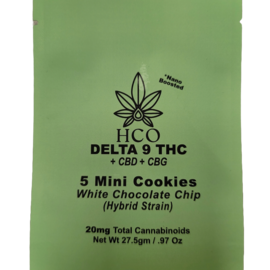 6 Packets: 60mg total THC White Chocolate Chip Mini Cookies- Hybrid Blend Strain: