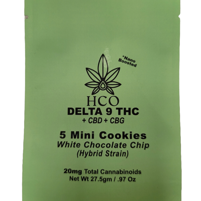 6 Packets: 60mg total THC White Chocolate Chip Mini Cookies- Hybrid Blend Strain: