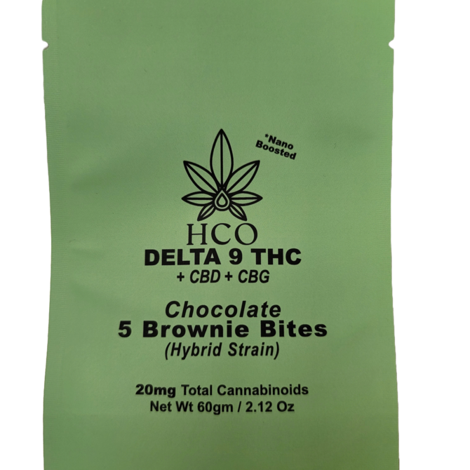 THC Chocolate Brownie Bites Hybrid Strain 6 Packets (10mg intensity ea