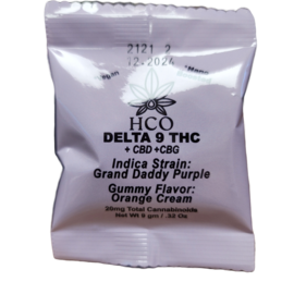 30 Packets: Boosted THC Gummies- Indica Grand Daddy Purple Strain 20mg: