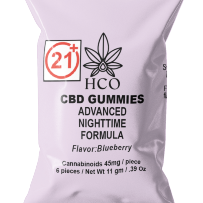 Moderate THC Hemp (MTH) High Potency Nighttime CBD Gummies Bag (270mg of Cannabinoids Per Packet)