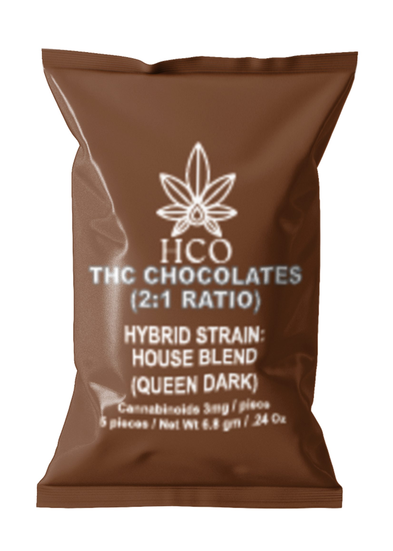 Moderate THC Hemp (MTH) THC Dark Chocolate: (2:1 Ratio Blend Hybrid Strain)  (5ct/15mg/Packets) boxed 30