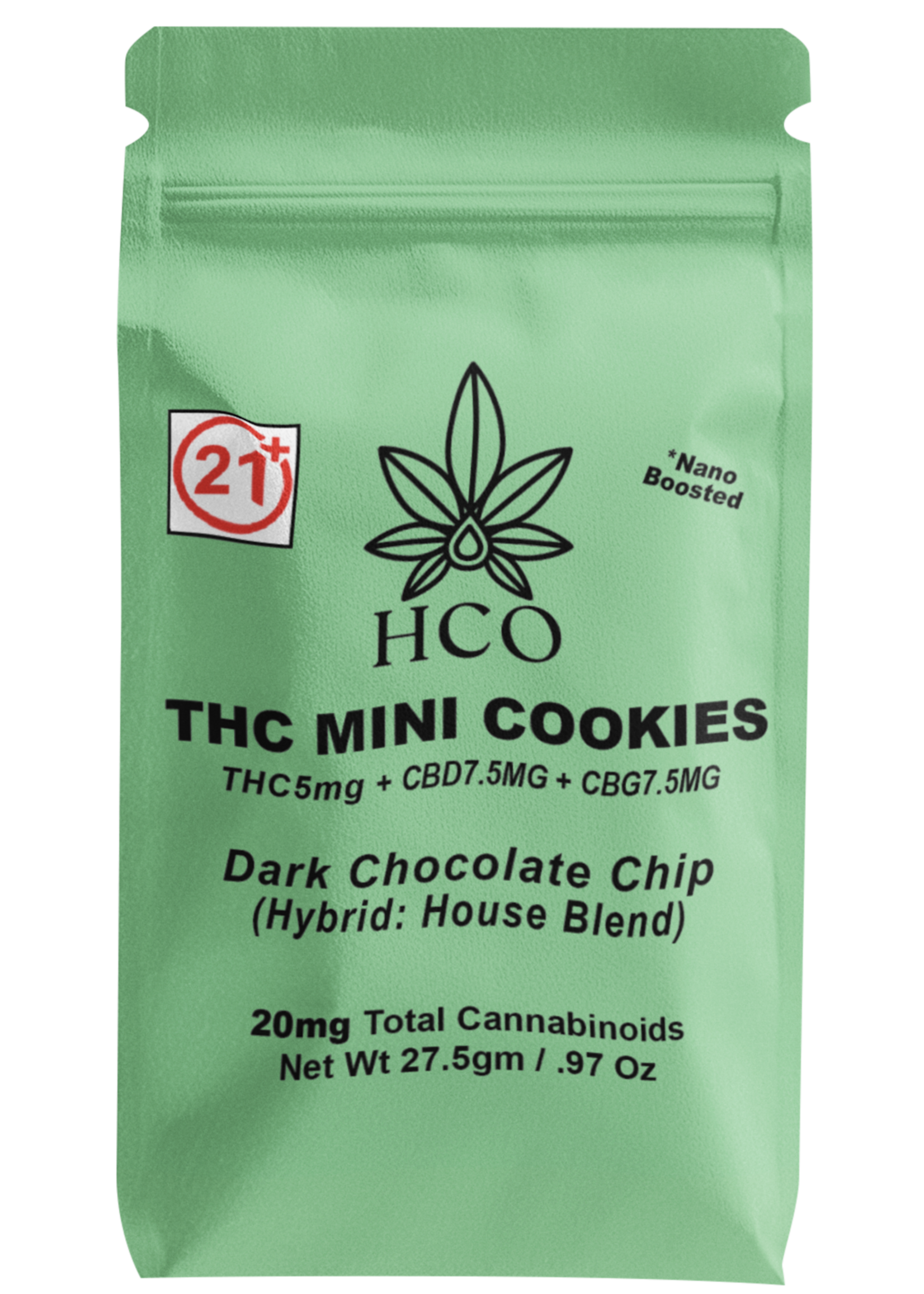 Moderate THC Hemp (MTH) THC Mini Chocolate Cookies - 5pieces, 20mg per packets (Hybrid Strain)