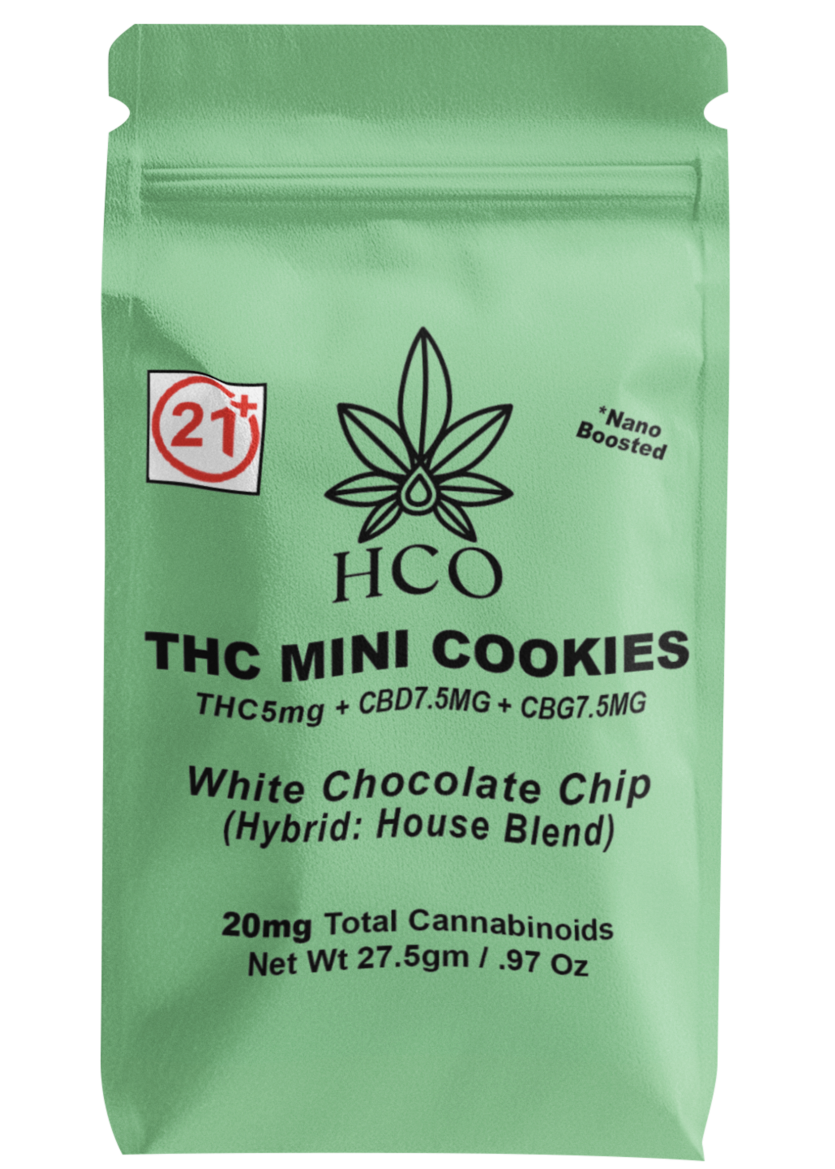 Moderate THC Hemp (MTH) THC Mini Chocolate Cookies - 5pieces, 20mg per packets (Hybrid Strain)