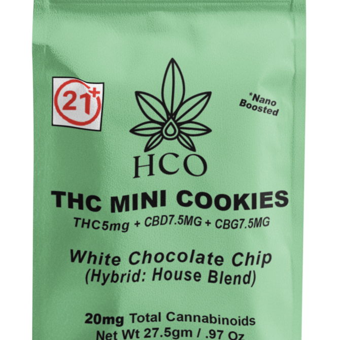 Moderate THC Hemp (MTH) THC Mini Chocolate Cookies - 5pieces, 20mg per packets (Hybrid Strain)