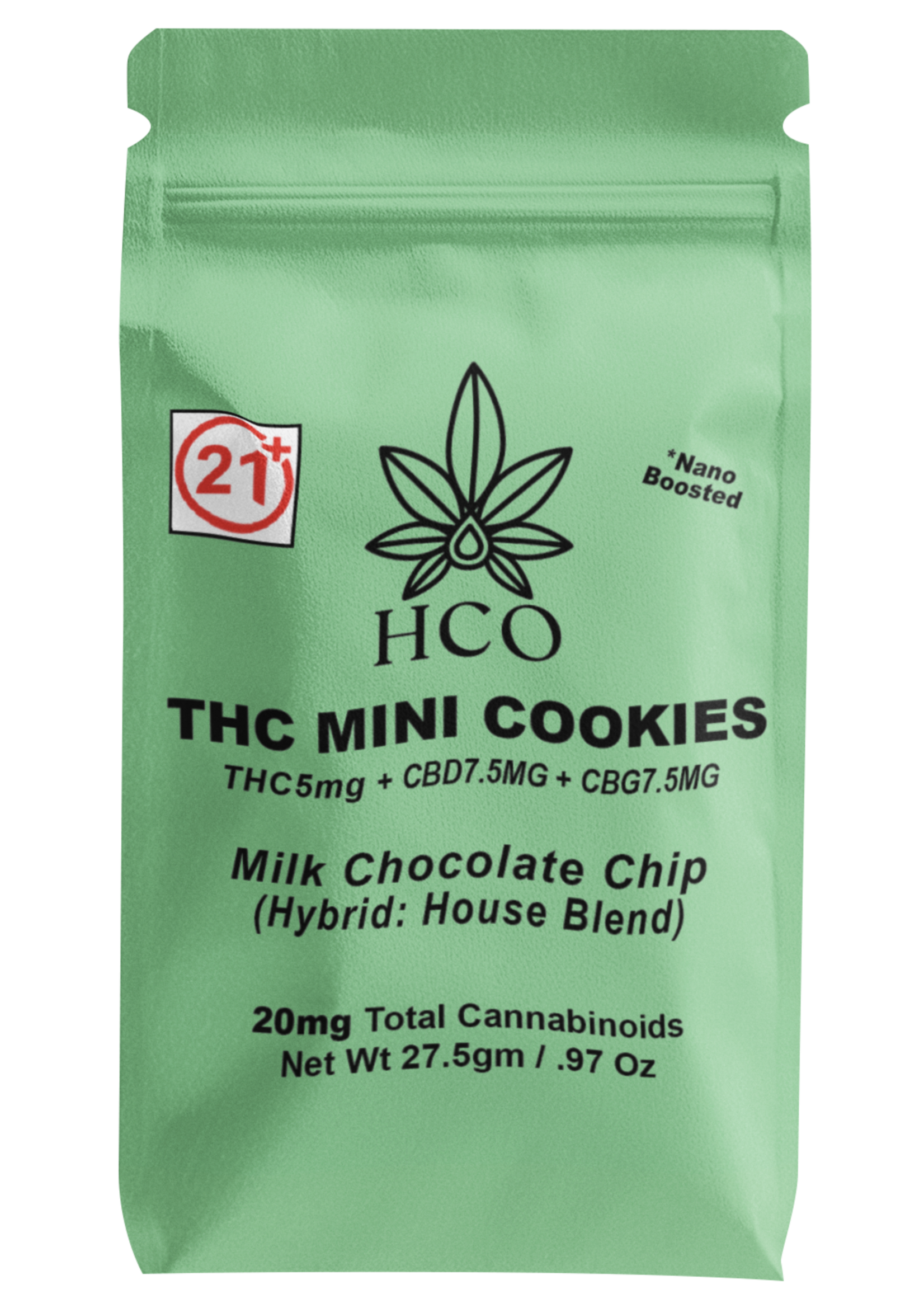 Moderate THC Hemp (MTH) THC Mini Chocolate Cookies - 5pieces, 20mg per packets (Hybrid Strain)